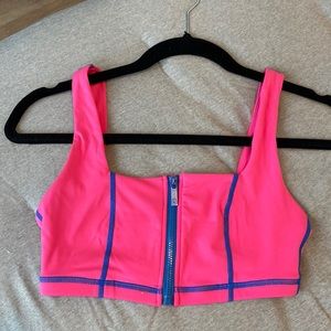 Buff Bunny small sports bra in pink with blue details
